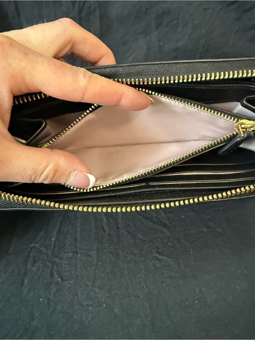 Kate Spade Toujours Zip Around Continental Wallet in Black Pebbled Leather - Picture 7 of 9